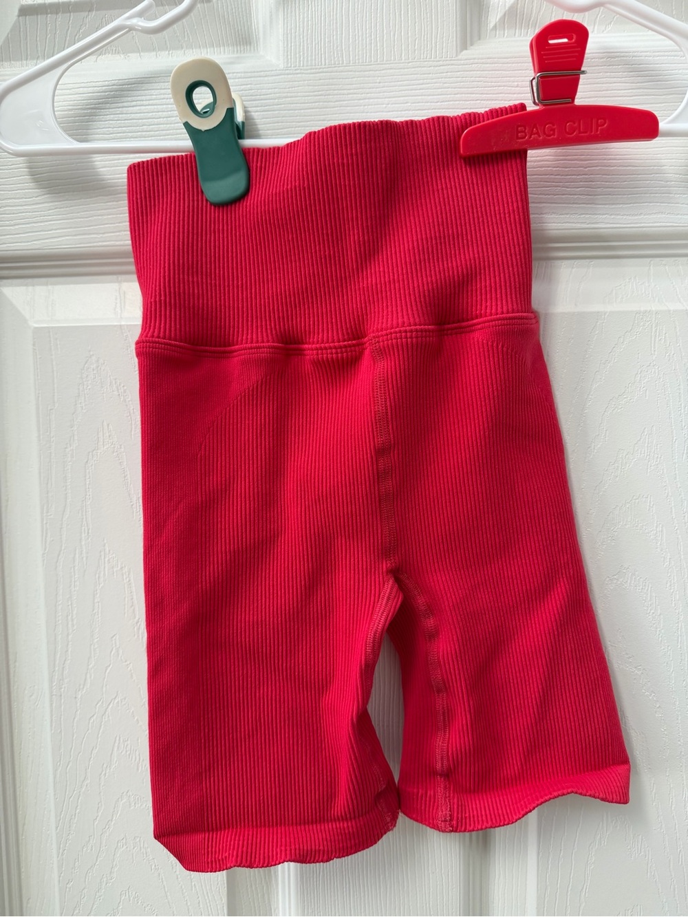 Intimately Free People Red Ribbed High Rise Biker Shorts XS/S